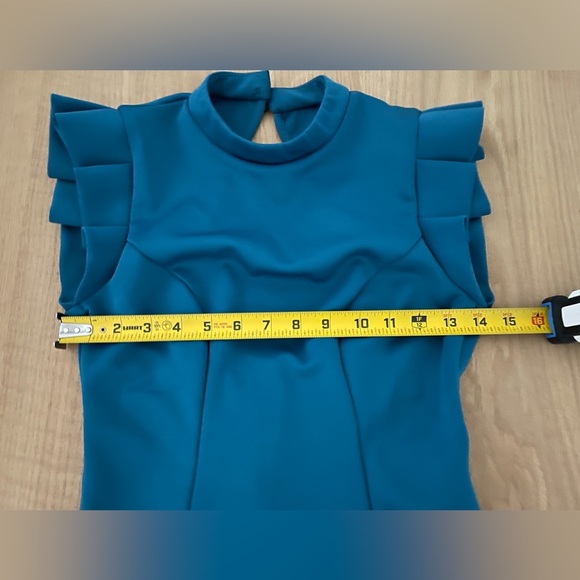 ASOS|Teal Midi high neck pencil dress with cut out back and shoulder detail••• - Picture 13 of 14